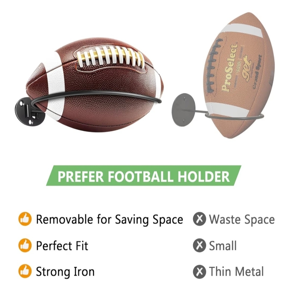 Football Wall Mount Display Rack- 2 Pack - Picture 5 of 6